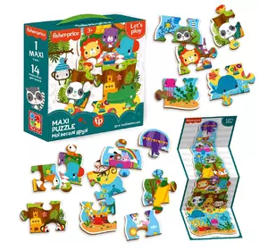 Maxi puzzle "Fisher Price. Мої веселі друзі" VT1711-10 укр (6) "Vladi Toys", 14 елементів, постер, в коробці