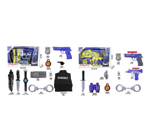 Набір зі зброєю JC007A-08 поліція, жилет, пістолет, рація, компас, ніж, 2 види, муз., кор., 46-29-5