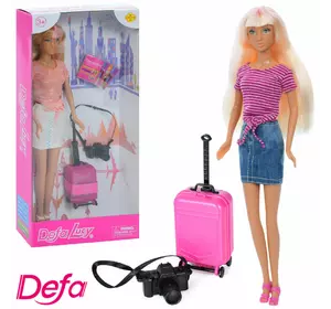 Лялька DEFA 8377 валіза, фотоапарат, 2 види, кор., 15-32-5 см.