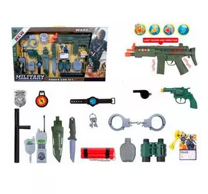 Набір зі зброєю JS002 військовий,автомат,пістолет,палиця,ніж,наручники,жетон муз.,світло,бат.,кор.