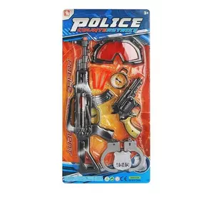 Поліцейський набір 13-8 (60/2) автомат, пістолет, захисні окуляри, наручники, компас, жетон, патрони з присосками, на листі