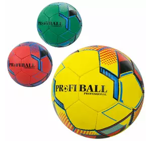 М'яч футбольний 2500-266 розмір 5, ПУ1, 4мм, ручна робота, 32 панелі, 400-420г, 3 кольори, кул.