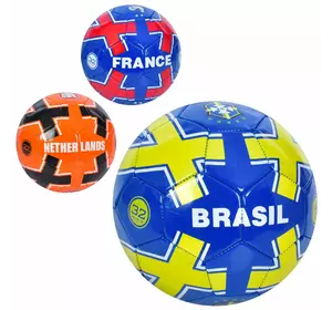 М'яч футбольний EN 3327 розмір 5, ПВХ, 1,8мм, 340-360г, 3 види (країни), кул.