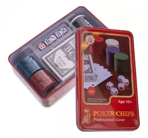 Настільна гра J02070 покер, фішки, карти, кор. (мет.), 19,5-12-5 см.