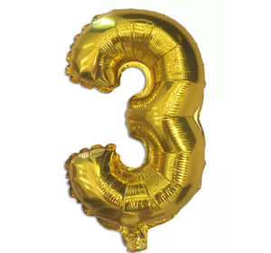 Фольгована кулька цифра "3" золото 35см Китай